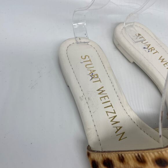Stuart Weitzman Women's Animal Print Calf Hair Slide Sandals Size 4.5 B - Picture 8 of 13